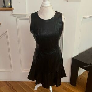 Black leather tank dress with flare skirt